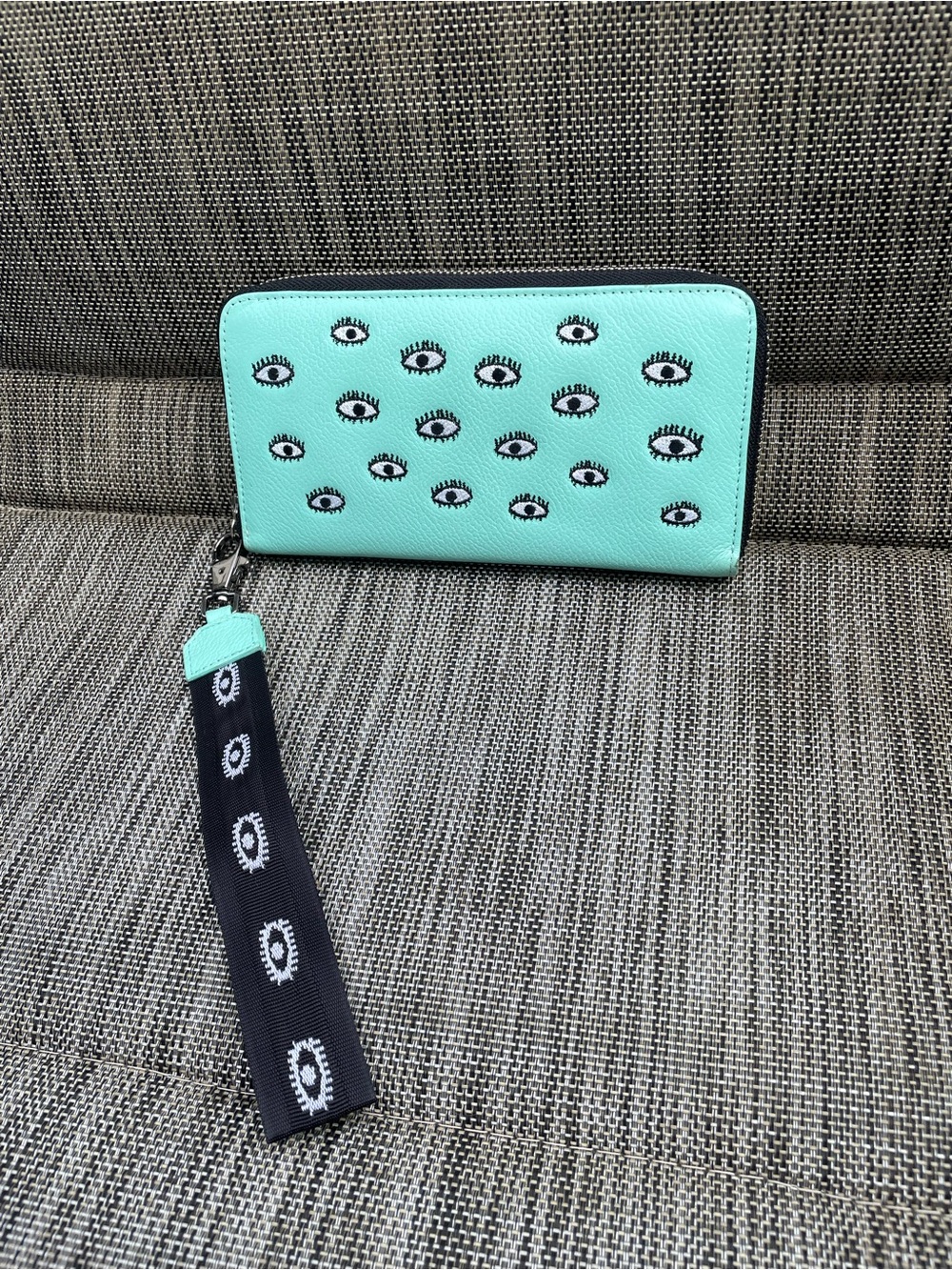 Min & Mon Mint Eye Print Zip-Around Wristlet Wallet